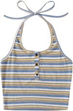 SweatyRocks Women's Casual Sleeveless Vest Halter Crop Top Cami Tank Tops